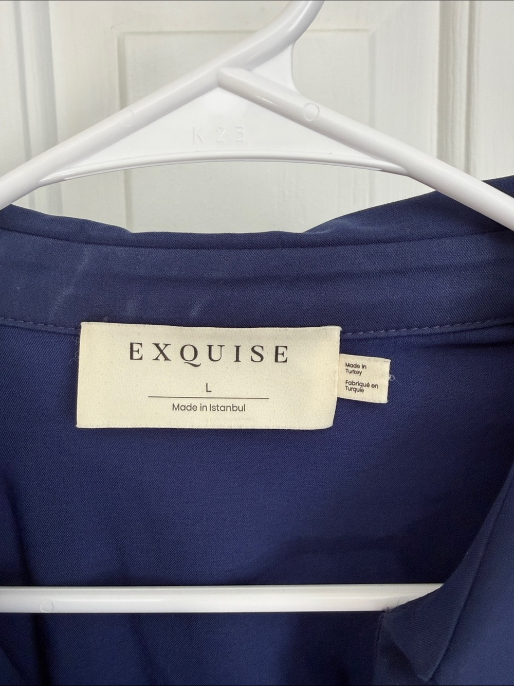Exquise Navy Eyelet Hem Mini Dress - Picture 2 of 4